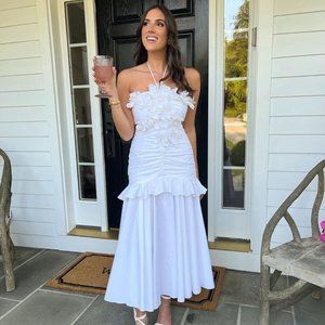 Carolina Herrera Flower-Embellished Cut-Out Dress